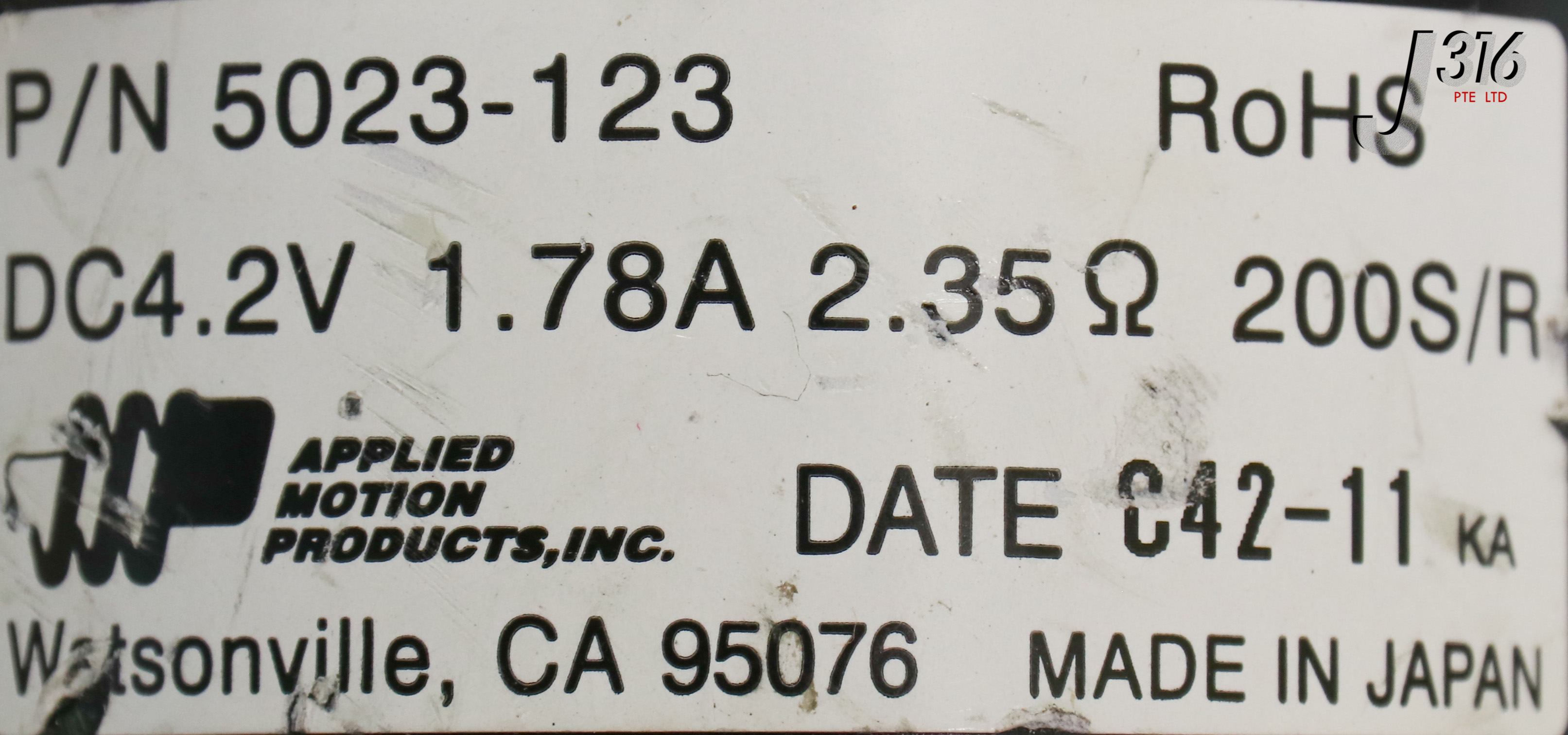バイイー 21714 APPLIED MOTION STEPPER MOTOR 1.78AMP 2.35OHM 4.2VDC 5023-123